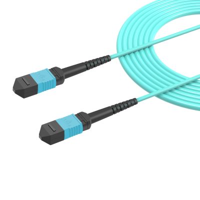 Buacoz 15 Meters OM4 8 Cores MPO-MPO Connector Optical Fiber Patch Cord 50/125 Multimode Fan-Out Jumper Female to Female Type B 40G/100G 49ft Aqua