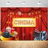 15x10ft Camera Action Backdrop Movie Night Red Tents Cinema Photography Background Movie Theme Party Banner Decorations Supplies Photo Booth Props view 1