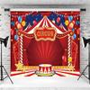 10x6.5ft Circus Backdrop Red Tent Night Stars Carnival Photography Background Kids Birthday Baby Shower Circus Theme Party Cake Table Banner Decorations Supplies Photo Booth Props view 4