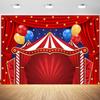 15x10ft Circus Backdrop Red Curtain Tent Stars Photography Background Carnival Theme Kids Birthday Baby Shower Party Banner Decorations Cake Table Supplies Photo Booth Props view 1