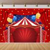 15x10ft Circus Backdrop Red Curtain Tent Stars Photography Background Carnival Theme Kids Birthday Baby Shower Party Banner Decorations Cake Table Supplies Photo Booth Props view 3