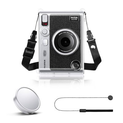 Rieibi Accessories for Fujifilm Instax Mini Evo Instant Camera, Christmas Gift Bundle Includes Clear Instax Mini Evo Case & Lens Cap with Anti-Loss String