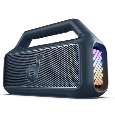 Soundcore Boom 2 by Anker, Outdoor Speaker, 80W, Subwoofer, BassUp 2.0, 24H Playtime, IPX7 Waterproof, Floatable, RGB Lights, USB-C, Custom EQ, Bluetooth 5.3, Portable for Camping and Beach - Blue