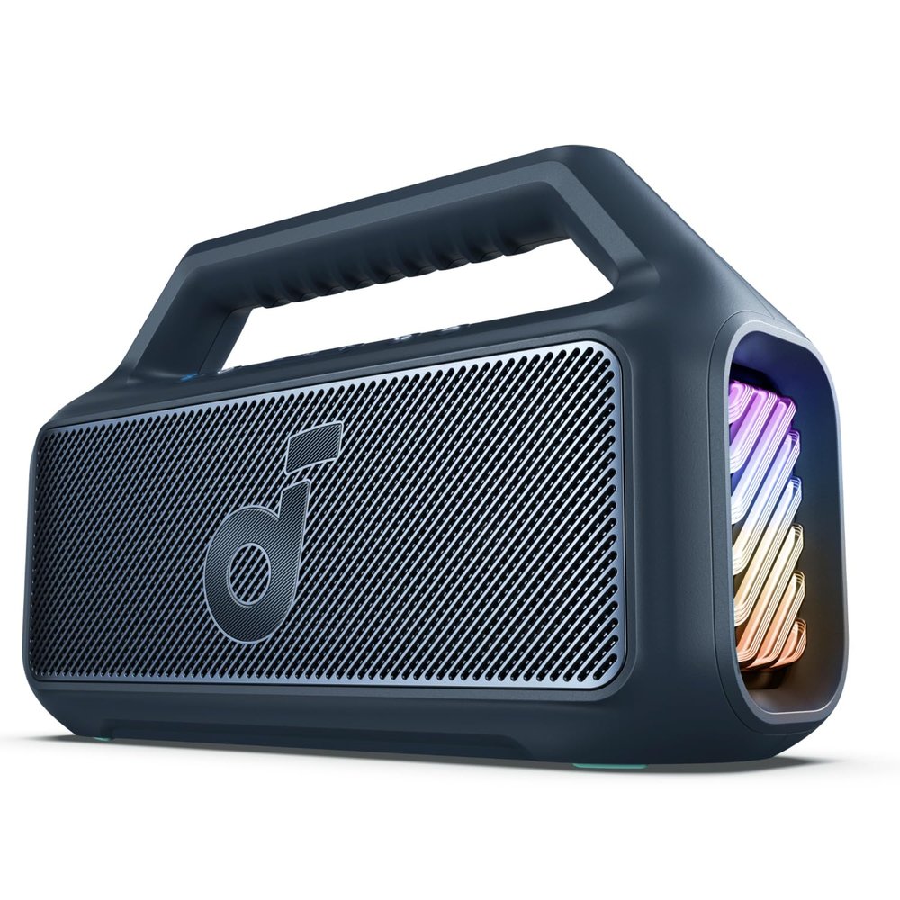 Soundcore Boom 2 by Anker, Outdoor Speaker, 80W, Subwoofer, BassUp 2.0, 24H Playtime, IPX7 Waterproof, Floatable, RGB Lights, USB-C, Custom EQ, Bluetooth 5.3, Portable for Camping and Beach - Blue