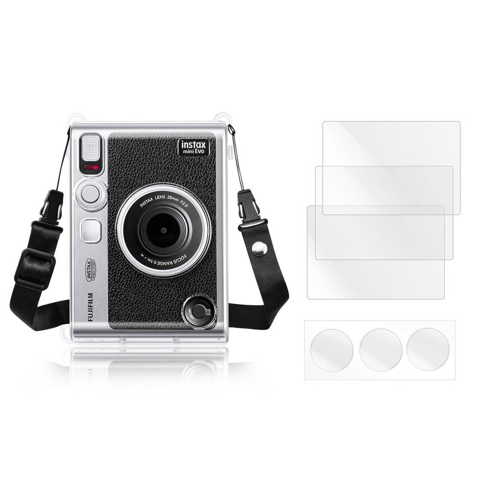 Rieibi Accessories for Fujifilm Mini Evo Instant Camera, Christmas Gift Bundle Includes Mini Evo Clear Case & Screen Protector