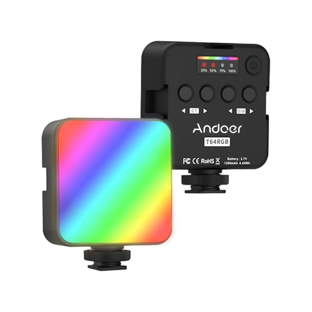 Andoer Mini Pocket LED Video Lamp RGB Video Light Portable Led Light for Cold Skates for Live Streaming Home Studio Commercial Photography