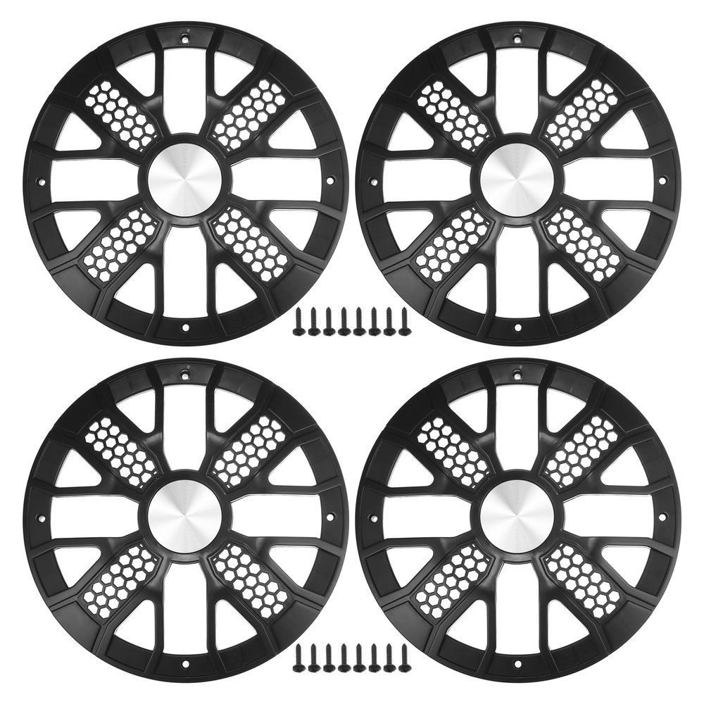 ACROPIX Universal 10" Car Speaker Grills Cover Mesh Round 10 Inch Audio Speaker Subwoofer Guard Protector Case with Mounting Screws ABS Black - Pack of 4