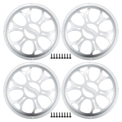 ACROPIX Universal 8" Car Speaker Grills Cover Round 8 Inch Audio Speaker Subwoofer Guard Protector Case with Mounting Screws ABS Silver Tone - Pack of 4