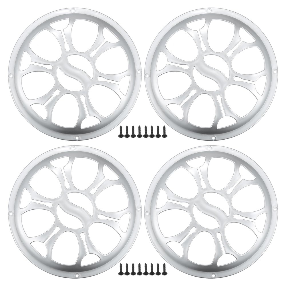 ACROPIX Universal 8" Car Speaker Grills Cover Round 8 Inch Audio Speaker Subwoofer Guard Protector Case with Mounting Screws ABS Silver Tone - Pack of 4