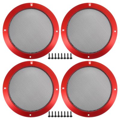 ACROPIX Universal 6.5" Car Speaker Grills Cover Mesh Round 6.5 Inch Audio Speaker Subwoofer Guard Protector Case with Mounting Screws Iron Red - Pack of 4