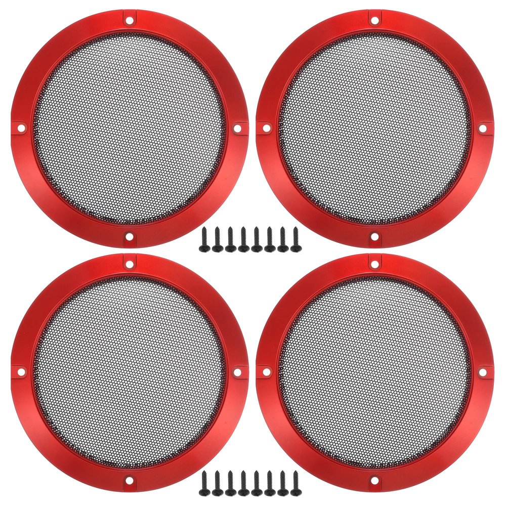 ACROPIX Universal 5" Car Speaker Grills Cover Mesh Round 5 Inch Audio Speaker Subwoofer Guard Protector Case with Mounting Screws Iron Red - Pack of 4
