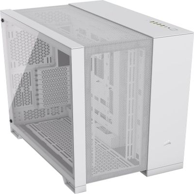 CORSAIR 6500D Airflow Mid-Tower ATX Dual Chamber PC Case  Tempered Glass  Reverse Connection Motherboard Compatible  No Fans Included  White