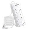 15 FT Power Strips with Surge Protection 1625W/13A,10 Outlets with 4 USB Ports (1 USB C) Long Extension Cord with Multiple Outlets 16Awag 1700J Flat Plug Power Strip Protector White,ETL Listed view 1