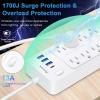 15 FT Power Strips with Surge Protection 1625W/13A,10 Outlets with 4 USB Ports (1 USB C) Long Extension Cord with Multiple Outlets 16Awag 1700J Flat Plug Power Strip Protector White,ETL Listed view 3