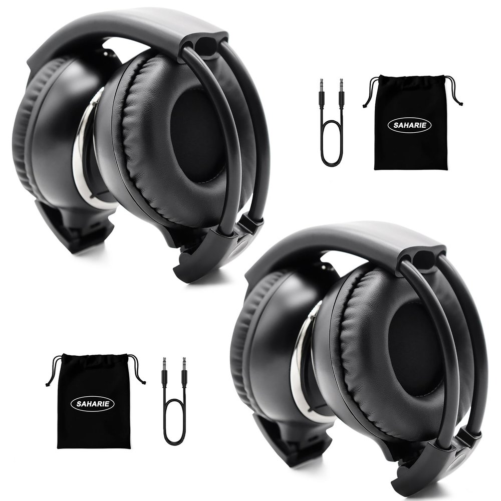 SAHARIE Infrared Headphones for Car DVD,2 Channel IR Wireless Car Headphones for Honda Odyssey Universal Rear Entertainment System(2 Pack)