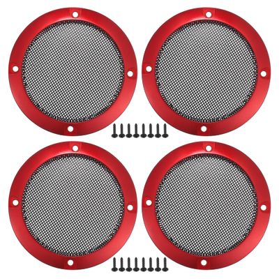 ACROPIX Universal 3" Car Speaker Grills Cover Mesh Round 3 Inch Audio Speaker Subwoofer Guard Protector Case with Mounting Screws Iron Red - Pack of 4