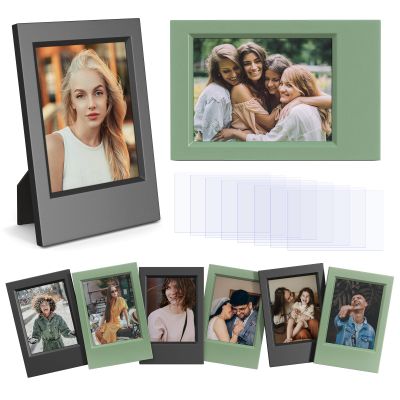 HIYQIN 8 Pack 2x3 Mini Photo Frames with Clear Protective Film - Black & Green, Compatible with Fujifilm Instax 2x3 Mini Film
