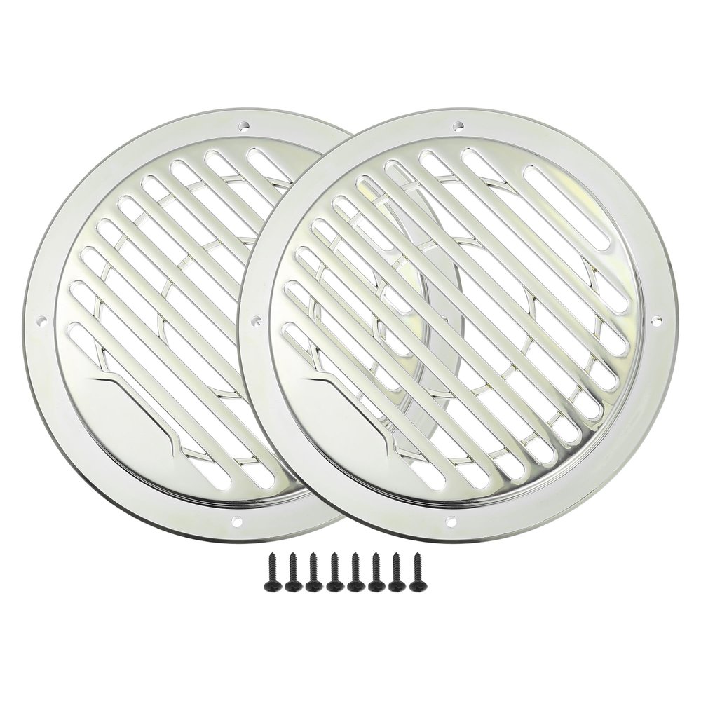 ACROPIX Universal 4.5" Car Speaker Grills Cover Round 4.5 Inch Audio Speaker Subwoofer Guard Protector Case with Mounting Screws ABS Silver Tone - Pack of 2