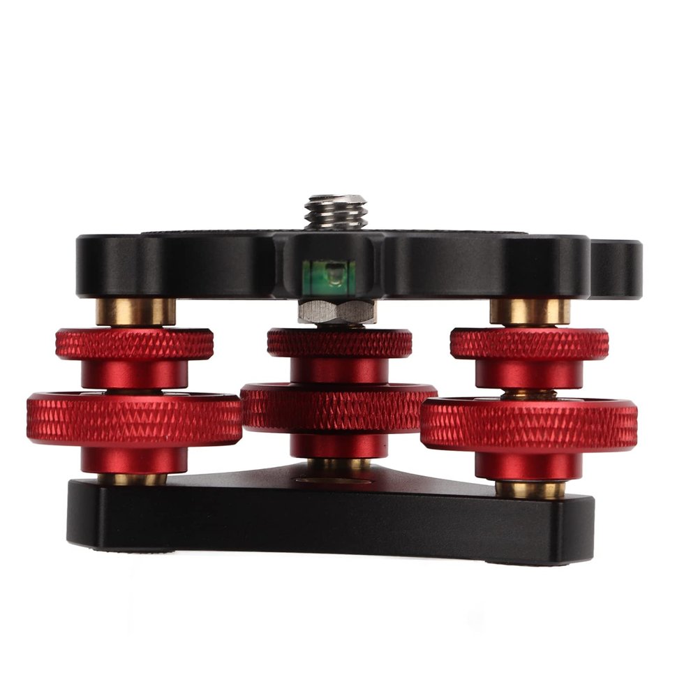 64 Camera TripodHead Leveling Base Aluminum Triple Wheel Leveler