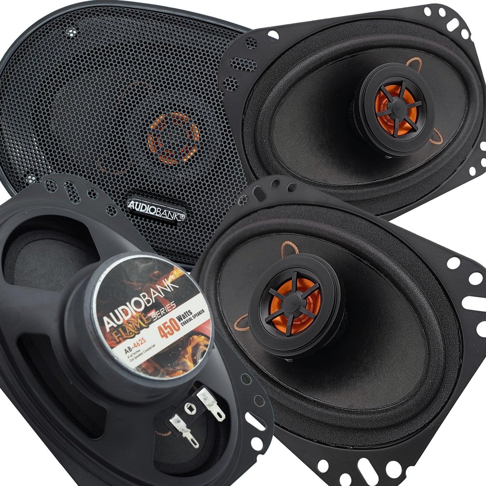 Audiobank AB462S 4x6 Inches 450 Watt Max Power 2-Way Car Audio Stereo Coaxial Speaker (1 Pair) - 2 Speakers