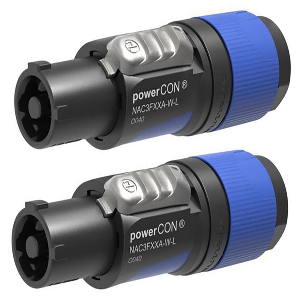 2 NEUTRIK NAC3FXXA-W-L 20A POWERCON Power in Locking Cable Mount, Blue