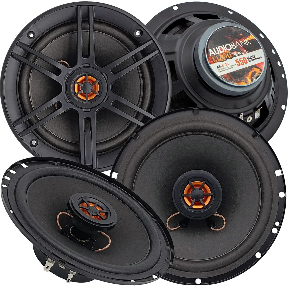 Audiobank AB652S 6.5 Inches 1100 Watt Max Power 2-Way Car Audio Stereo Coaxial Speaker (2 Pair) - 4 Speakers