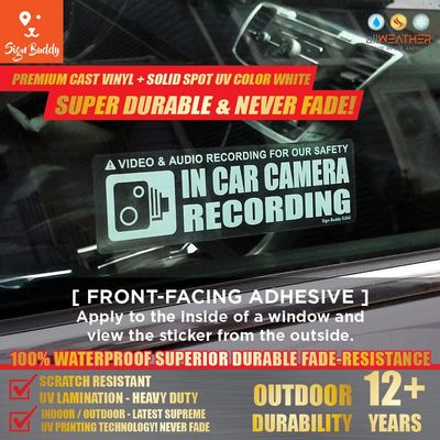 Tagsignlogy in Car Camera Recording (Front-Facing Adhesive) Transparent Stickers Dash Cam Clear UV Fade Resistant Waterproof Decals (Pack of 4pcs)