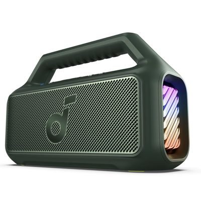 Soundcore Boom 2 by Anker, Outdoor Speaker, 80W, Subwoofer, BassUp 2.0, 24H Playtime, IPX7 Waterproof, Floatable, RGB Lights, USB-C, Custom EQ, Bluetooth 5.3, Portable for Camping and Beach - Green