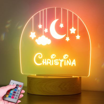 Burst Bird Personalized Baby Gift Name Night Light for Kids Girls Boys Nursery Decor with Starry Night Nursery Night Light ?Includes Remote and Color-Changing, Laser Engraved in The USA
