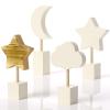 4 Pcs Wooden Nursery Shelf Decor, Cloud Moon and Stars Boho Baby Room Decor for Nursery view 1
