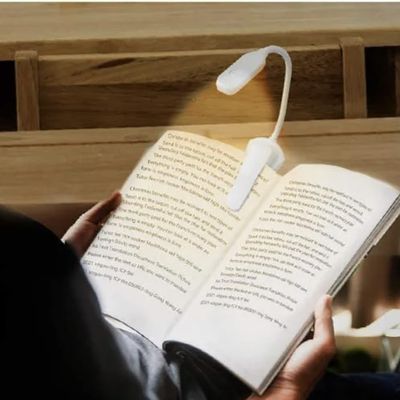Rechargeable Mini Reading Night Light LED 3-Level Warm Cool White Flexible Easy Lamp Clip