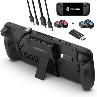 Portable Steam Deck Dock 5-in-1 USB C Hub Docking Station with 3*USB A 4K@60H USB C PD 100W Max Steam Deck Stand Base Accessories