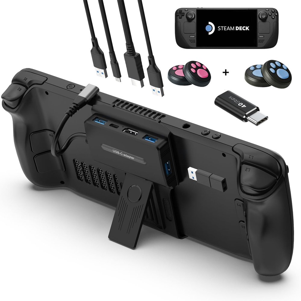 Portable Steam Deck Dock 5-in-1 USB C Hub Docking Station with 3*USB A 4K@60H USB C PD 100W Max Steam Deck Stand Base Accessories