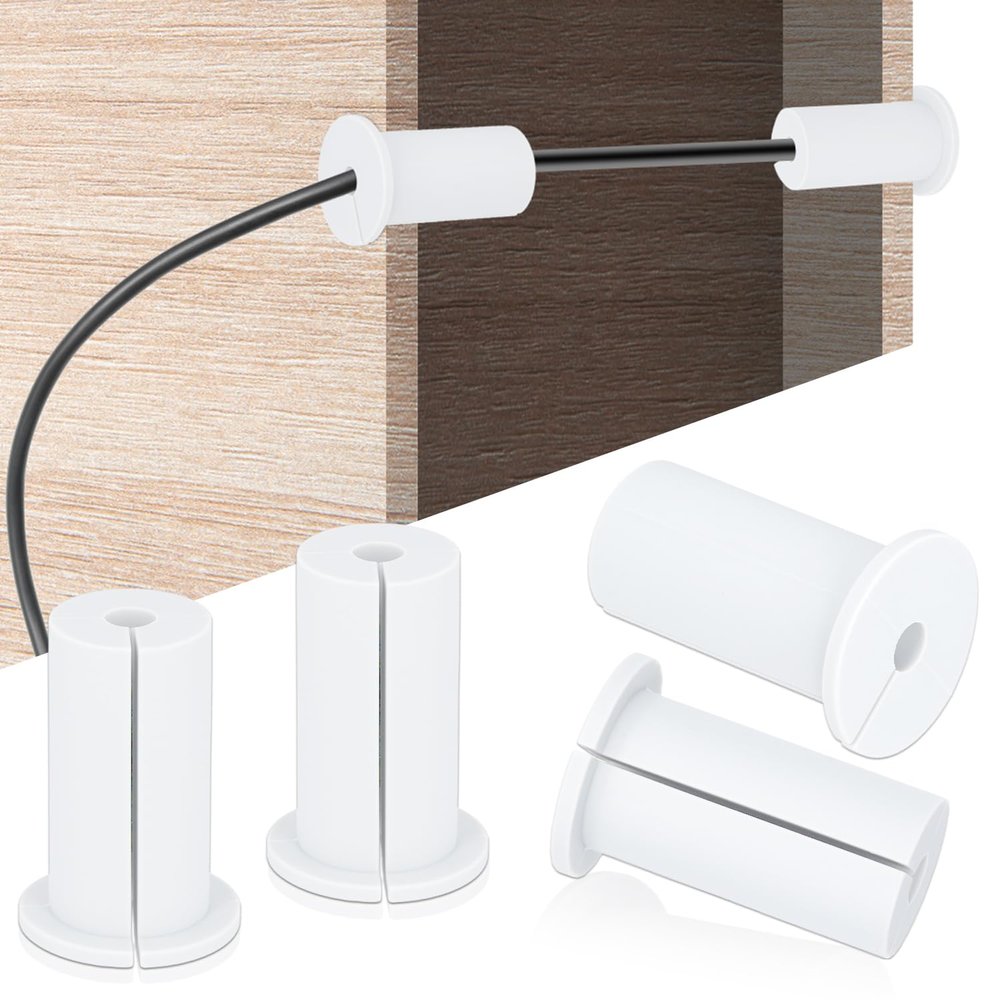 4pcs Wall Hole Cable Routing Kit for Starlink, Silicone Cable Feed Through Bushings Wall Grommets for 1 Cables Cable Protective Sleeve for Starlink Cable Routers and Ethernet Cable Adapter (White)