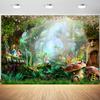 15x10ft Enchanted Forest Backdrop Spring Fairy Mushroom Wonderland Photography Background Kids Birthday Baby Shower Party Banner Decorations Supplies Photo Booth Props view 1