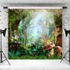 15x10ft Enchanted Forest Backdrop Spring Fairy Mushroom Wonderland Photography Background Kids Birthday Baby Shower Party Banner Decorations Supplies Photo Booth Props view 3
