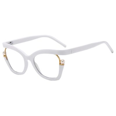 Anti-Blue Light Women's Flat Mirror Personality Colorful Pearl Decorated Frames Elegant Frames