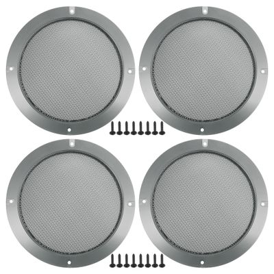 ACROPIX Universal 6.5" Car Speaker Grills Cover Mesh Round 6.5 Inch Audio Speaker Subwoofer Guard Protector Case with Mounting Screws Iron Gray - Pack of 4