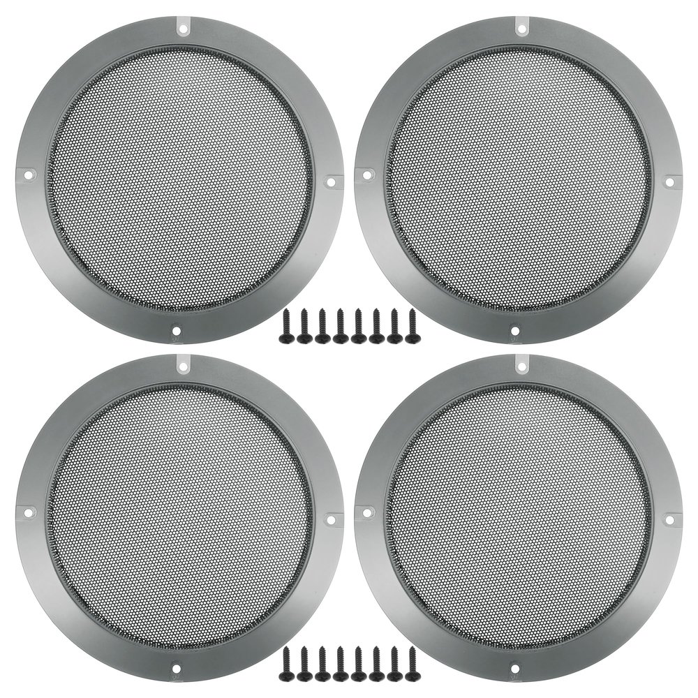 ACROPIX Universal 6.5" Car Speaker Grills Cover Mesh Round 6.5 Inch Audio Speaker Subwoofer Guard Protector Case with Mounting Screws Iron Gray - Pack of 4
