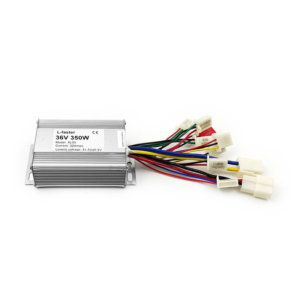 L-faster 24V 36V 350W Brushed Controller with Fuse Mount and Connectors Reverse Control Device 3 Speed for Bike Brush Motor (Controller only, 24V 350W)