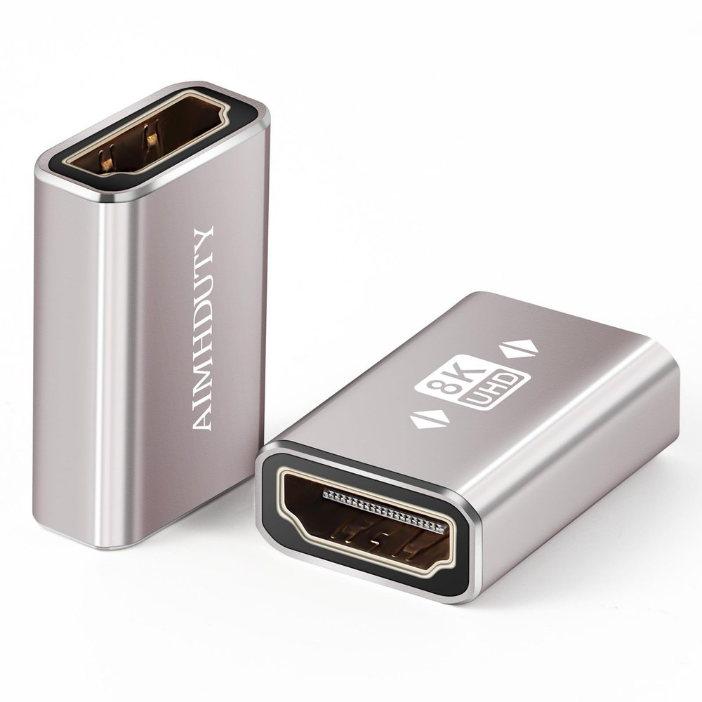 HDMI Female to Female Adapter 8K, HDMI Coupler 2-Pack, HDMI 2.1 Extension Adapter, Support 8K@60Hz, Compatiable with HDTV Roku TV, Monitors, Laptop, Projector, ARC for Laptop