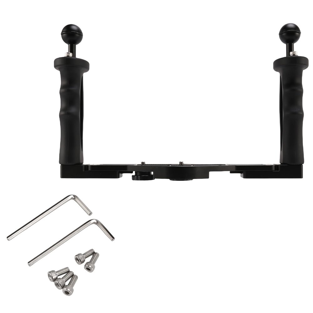 Luejnbogty Dual Handheld Stabilizer Diving Underwater Camera Housings Tray/Grip Waterproof with Double Handle for Dome Port Waterproof Case