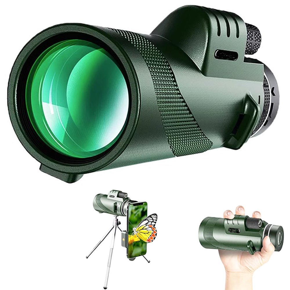 8x40 Monocular Telescope for Adults with Smartphone Adapter Tripod, High Power BAK-4 Prism & FMC Lens Monoculars for Bird Watching Camping Hiking Travel Scenery