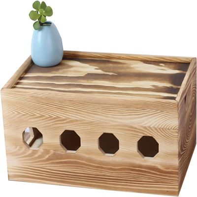 Cable Tidy Box | TV, Computer, Desk & Under Desk Cable Management Box | Real Wood | Large & Small Cable Organiser Box | Power Strip Box | Cable Management Box ( Color : Burnt Wood Color , Size : 30*18