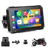 KAOLALI 7 Inch Motorcycle GPS Navigator, Universal IPX7 Waterproof Touch Screen GPS Portable Navigation System with CarPlay/Android Auto for Motorbike view 1
