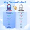 EarFun Kids Headphones Wired with Microphone, 85/94dB Volume Limit Headphones for Kids, Portable Wired Headphone with Shareport, Stereo Sound Foldable Headset for School/Tablet/PC/Kindle, Navy Red view 3