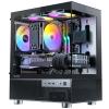 Okinos Aqua 3, Micro ATX Case, MATX PC Case with 3 X 120mm 3-Pin ARGB Fan Pre-Installed, Panoramic View Tempered Glass Front & Side Panel, with Type C Port, Black view 1