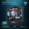 Okinos Aqua 3, Micro ATX Case, MATX PC Case with 3 X 120mm 3-Pin ARGB Fan Pre-Installed, Panoramic View Tempered Glass Front & Side Panel, with Type C Port, Black view 2