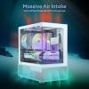 Okinos Aqua 3, Micro ATX Case, MATX PC Case with 3 X 120mm 3-Pin ARGB Fan Pre-Installed, Panoramic View Tempered Glass Front & Side Panel, with Type C Port, Black view 3