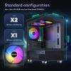 Okinos Aqua 3, Micro ATX Case, MATX PC Case with 3 X 120mm 3-Pin ARGB Fan Pre-Installed, Panoramic View Tempered Glass Front & Side Panel, with Type C Port, Black view 4